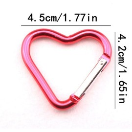 Pink Heart Snap Hooks Carabiner Hook Clip Key Holder Aluminum Alloy Keychain Clips for Outdoor Traveling Walking Lightweight Aluminum Alloy Keychain Clip Backpack Carabiner Rustproof