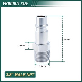 GORAGUCHI 20PCS Industrial Air Plug 3/8" NPT Male Plug, 1/4-Inch High Flow Pneumatic Plugs, 300PSI Working Pressur, Air Compressor Hose Fitting