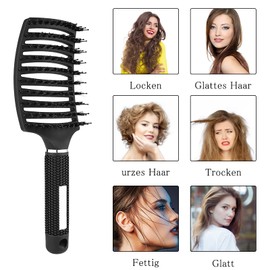 DAWRIS 3 Pieces Hair Brush Wild Boar Bristles Ventilated Detangling Curved Hair Brush Detangling Hair Styling Speed Drying for Natural Curly and Straight Hair (3 Pieces)