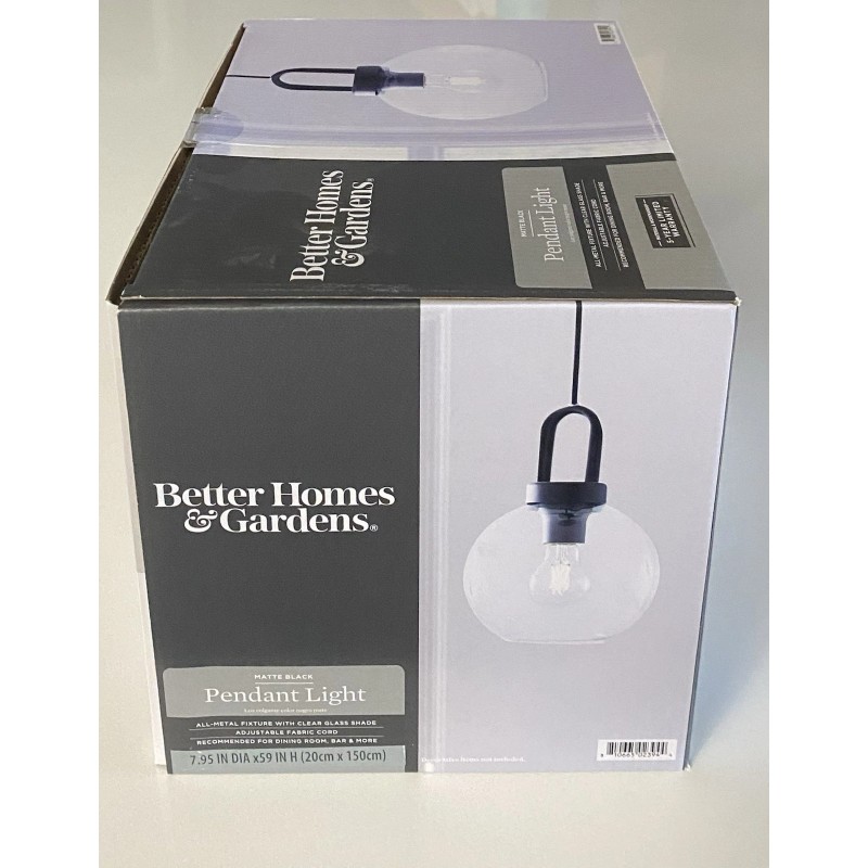 Better Homes & Gardens Globe Pendant Light, Black Finish -