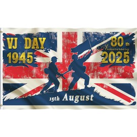VJ Day 80th Anniversary Flag Victory over Japan Remembrance Day Flag Army Soldier Decor Banner 5x3ft