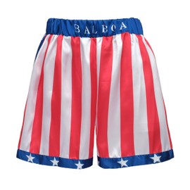 Giftdigger American Flag Boxing Shorts Men and Women,USA Rocky Balboa Costume,Adult Boxer Shorts,Satin Boxer Short,American Adult Rocky Short,L Red