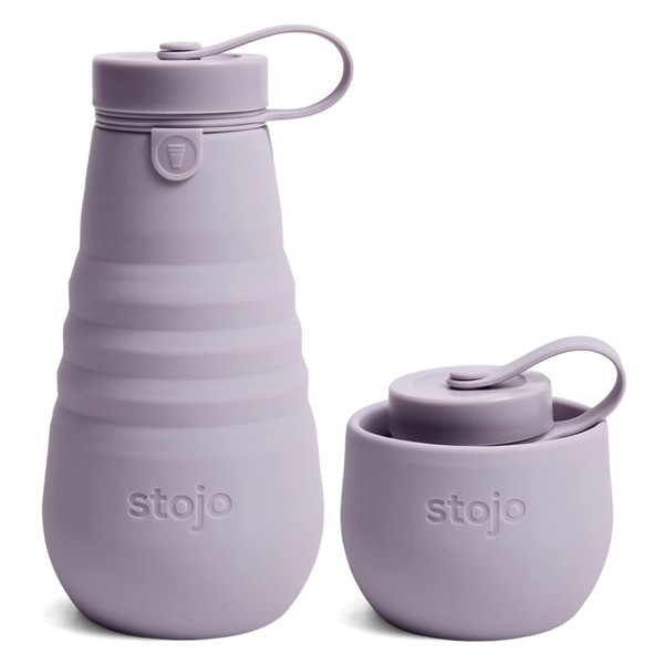 STOJO Botella de agua plegable – morado lila, 592 ml,