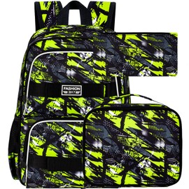 HPJGD 3PCS Boys Backpacks for Boys, Water Resistant Kids Bookbag with Lunch Box, 17" School Bag Set for College Teenagers High Middle Elementary