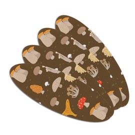 Mushroom Fungi Fungus Pattern Double-Sided Oval Nail File Emery Board Set 4 Pack