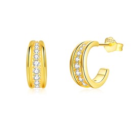 MUCCA Earrings 925 Silver for Women Hanging Double Hoop Earrings Silver 925 Star Heart Shape Square Hoop Earrings Silver Butterfly Hanging Women's Earrings Hypoallergenic Colourful Zirconia Small