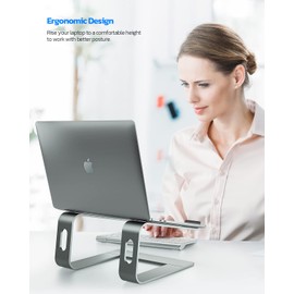 Nulaxy C3 Fully Aluminum Detachable Laptop Stand, Ergonomic Computer Riser for Desk, Ventilated Cooling & Anti-Slip Design Notebook Stand Compatible with All 10-16" MacBook/Dell XPS/HP/Lenovo, (Gray)