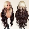 FABÉLLE Ombre Blonde Brown strunk Lace Front Wig Synthetic Blonde