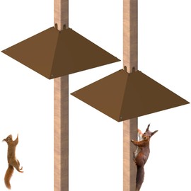 Khordin Metal Squirrel Baffle for 4x4 Post, Outside Wooden Pole Mount Squirrel Guards for Bird Feeders, 17 Inch Squirrels Deterrents Stopper to Deter Racoons, Brown, 2pcs