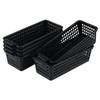 Ysmiltion 6-Pack Slim Plastic Storage Baskets, Black Desktop Storage Basket