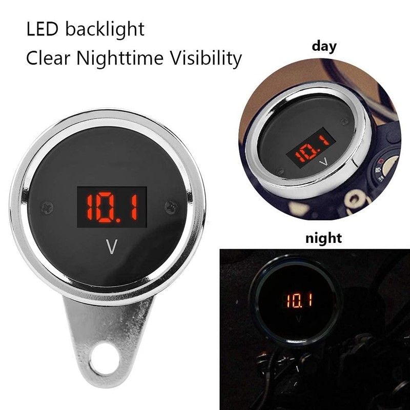 Universal 2 in 1 Waterproof LED Digital Voltmeter Tachometer Gauge