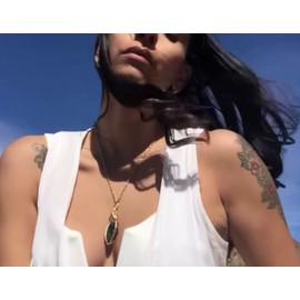 Rocks2Rings Genuine Moldavite Crystal - Large Herkimer Diamond Necklace Pendant - VERY high vibration Czech Republic Tektite Healing Stone Reiki S61 (Gold Filled, 1.8 gram moldavite, S)