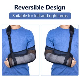 Mesh Arm Sling Shoulder Lightweight Breathable Arm Shoulder Sling Adjustable Shoulder Loop with Foam Neck Pad for Unisex Right Left for Wrist Hand Elbow Arm Injured (Black)