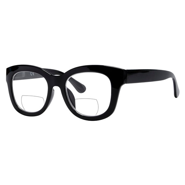 Eyekepper anteojos de lectura bifocales de gran tamaño para mujer, Negro -, 1.5
