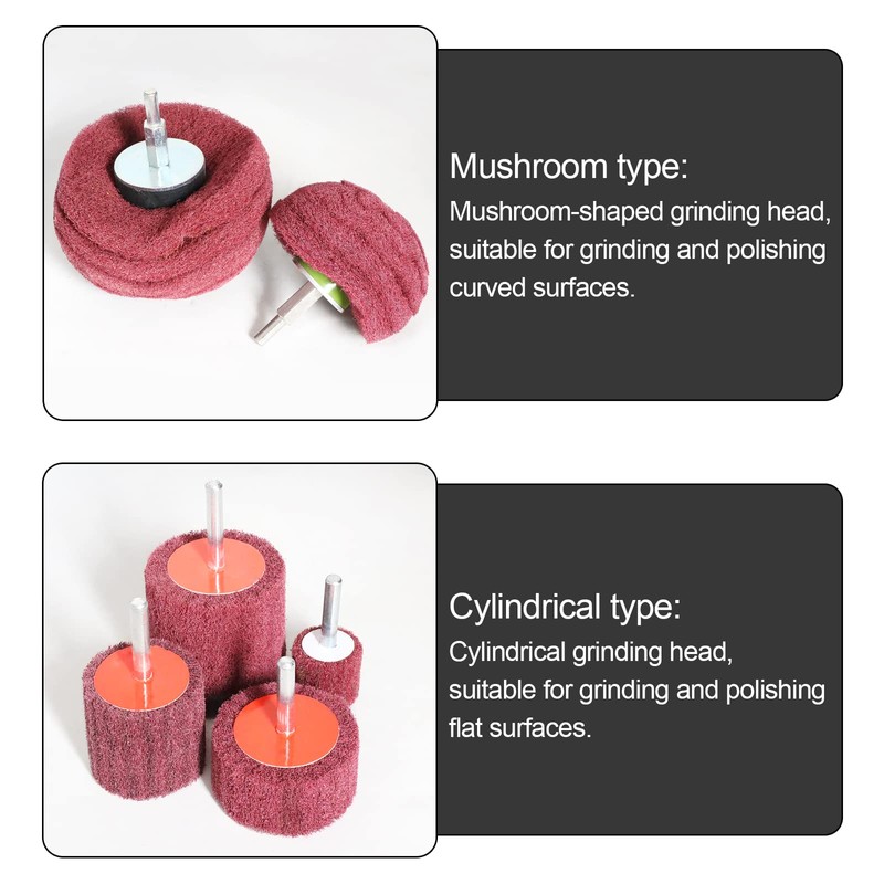 6PCS Non Woven Abrasive Buffing Polishing Wheel Drill Attachment Set,Scouring