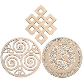 Fourth Level MFG 12" 3PCS Celtic Wood Wall Art, Set B (Triskelion, Tree of Life, Infinity Knot), Mystical Home Decor, Irish Symbols