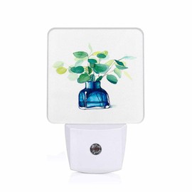 Chrobak LED Night Light,Blue Glass with Branches LED Night Light Plug into Wall with Dusk to Dawn Light Sensor White Energy Efficient Nightlight for Bedroom Bathroom Hallway Living Room Kitchen