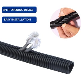 32 FT 1/2 inch Split Wire Loom Tubing Wire Conduit,Flexible Wire Covers Cord Protectors,Cord Protectors from Pets,Black (1/2"-32ft)