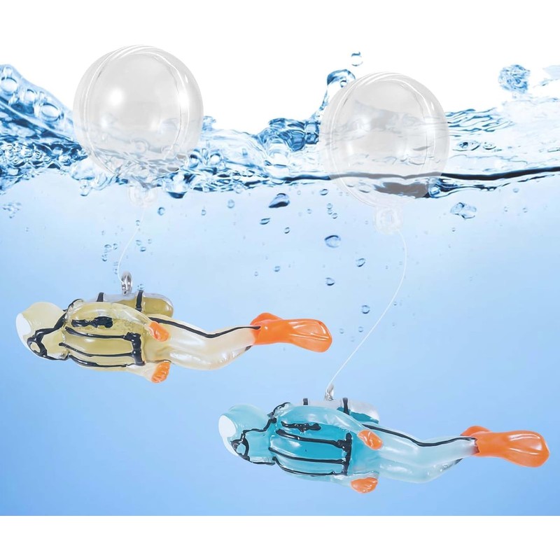 2Pcs Fish Tank Decorations,Fish Tank Floating Diver Decorations,Fish Tank Decorations