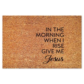 DecStic in The Morning When I Rise Coir Door Mat Door Mats Bible Verse Farmhouse Weather Resistant Non Slip Mat for Front Outdoor Indoor Home Entrance 24x36in