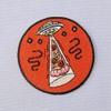 Iron-on or Sew on UFO and Pizza Embroidered Badge Patch