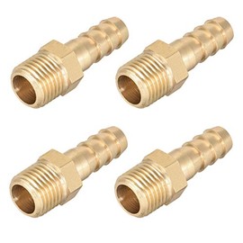 sourcing map Brass Metric Male to Barb Hose Connector 8mm x M12 x 1.25 (Pack of 4)