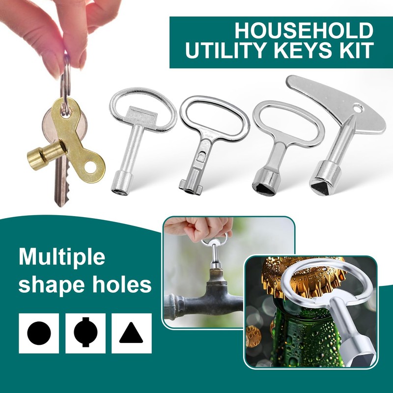 10-Piece Control Cabinet Key Set 4-in-1 Multifunctional Square Key Heating