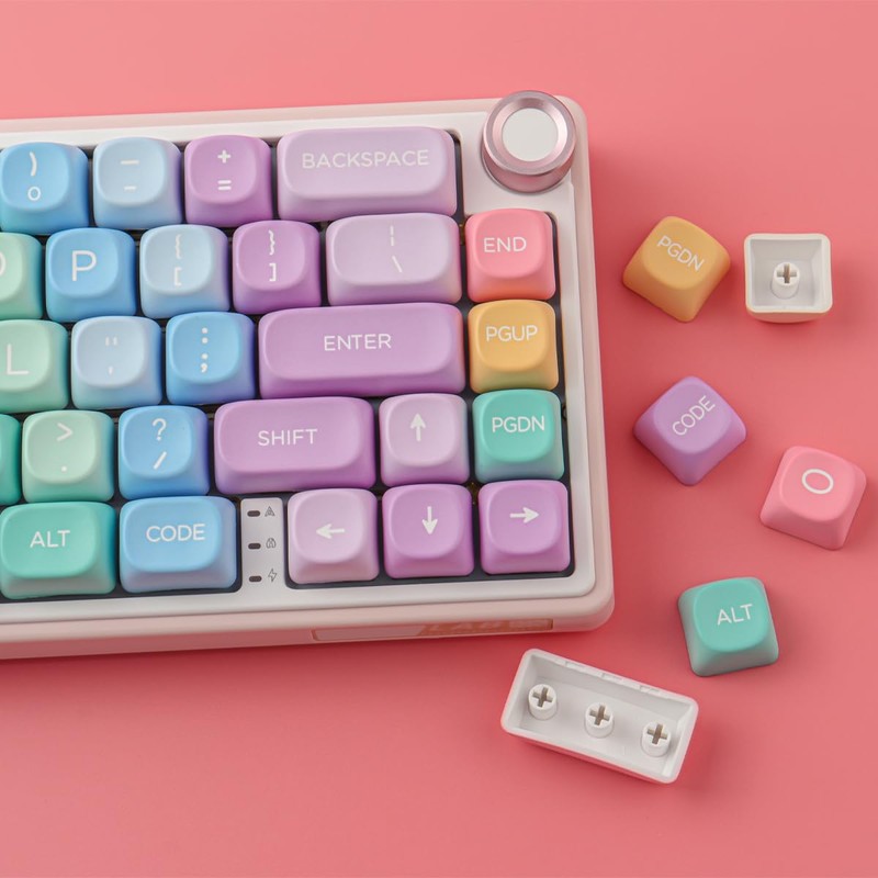 Tsungup MOA Profile Keycaps,PBT Cute Rainbow Candy Keycaps 126 Keys