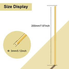 LAVMHAB Brass Rod 3 mm x 200 mm, Solid Round Brass Rods for DIY Crafts (Pack of 4)