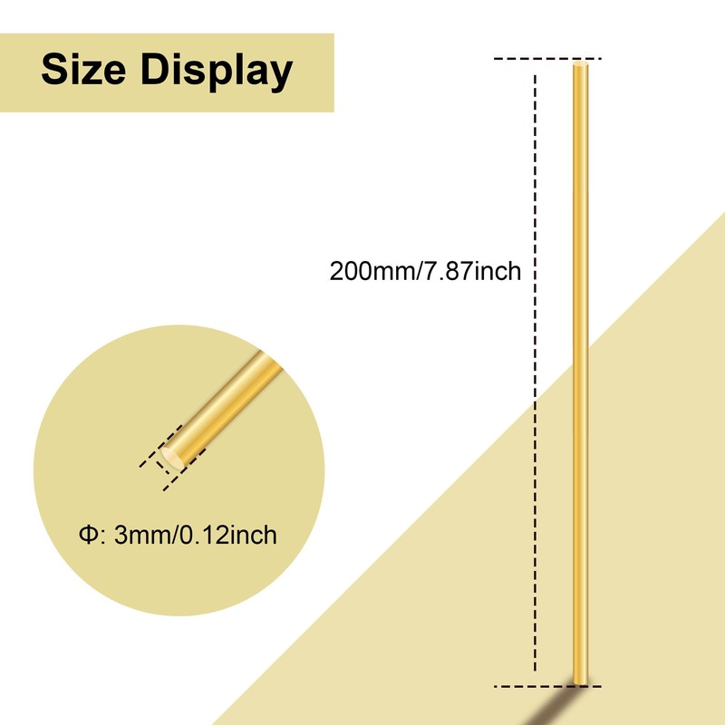 LAVMHAB Brass Rod 3 mm x 200 mm, Solid Round