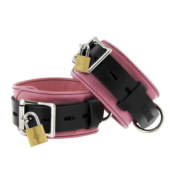 Strict Leather Deluxe Locking Ankle Cuffs, Pink/Black