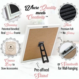 Black Felt Letter Board Baby Announcement Sign with Rustic Wood White Frame - Rustic Farmhouse Letter Board Sign with Stand - 10x10 Felt Board Changeable Message Board with 350 Letter Set