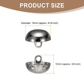 HARFINGTON 5pcs Half-Domed Metal Sewing Buttons, 15mm / 9/16" Half Round Mushroom Pearl Cap Metal Buttons with Shank for Blazer Suit, Coat, Jacket Cloth Garment Decoration, Gunmetal