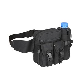 Tactical Waist Bag with Bottle Holder,Mens Fanny Pack Waterproof Military Hip Belt Bumbag with Adjustable Strap for Fishing Shooting Outdoor Hiking Climbing (Black)