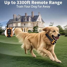 Frayo 3300Ft Dog Shock Collar IP67 Waterproof Dog Training Collar with Remote,E Collar with 5 Training Modes Electric Shock Collar for Dogs(Pure Orange)