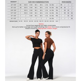 Sunzel Flare Leggings, Crossover Yoga Pants for Women with Tummy Control, High-Waisted and Wide Leg 34" Black Small