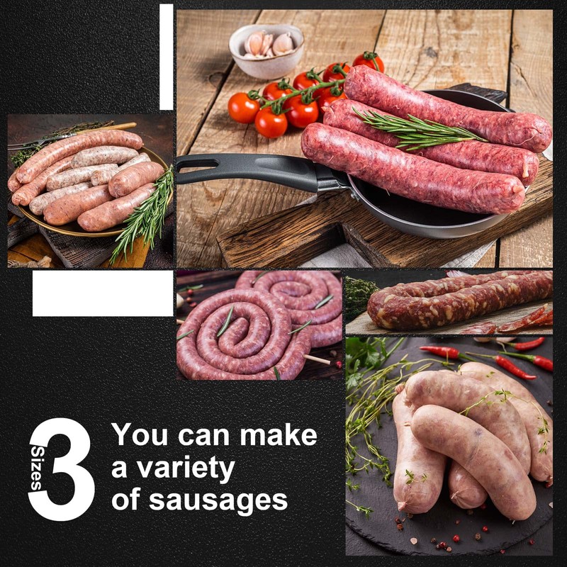 Wutfly 3 Sizes Stainless Steel Sausage Stuffing Tubes and Sausage