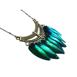 Real Elytra Beetle Wing Necklace Preserved insect jewelry Scarab pendant Bug gifts for adults