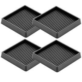 Glarks Black 4Pcs 4 x 4in Square Shape Non Slip Furniture Pads Rubber Anti Skid Caster Cups, Leg Coasters Couch, Chair, Feet, and Bed Stoppers Anti-Sliding Floor Protectors for Furniture