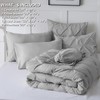 CozyLux Queen Comforter Set Light Grey, 7 Pieces Pintuck Bed