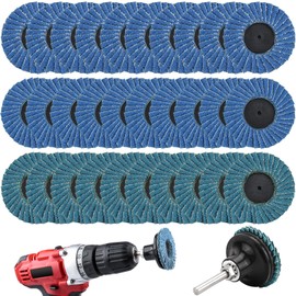 NCTNCX Fächerscheiben 50mm, 30 Stück Schleifscheiben Ø 50mm, Fächerscheibe für Bohrmaschine 40/60/80er Körnung, Professional Fächerschleifscheibe für Holz/Metall