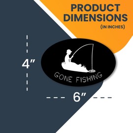 Magnet Me Up Gone Fishing Oval Magnet Decal, 4x6 Inches, Heavy Duty Automotive Magnet for Car Truck SUV