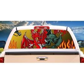 SignMission FIRE Dragon Rear Window Graphic Back Truck Decal SUV View Thru Vinyl