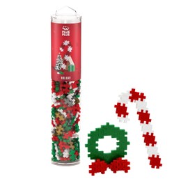 PLUS PLUS – Instructed Tube – 240 Piece Holiday Mix – Construction Building STEM | STEAM Toy, Interlocking Mini Puzzle Blocks for Kids