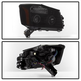 ACANII - For Black Smoke For 2004-2015 Nissan Titan 05-07 Armada LED Projector Headlights Driver + Passenger Side