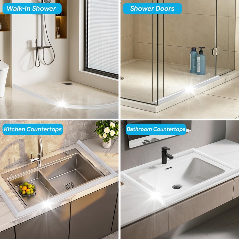 Zehiels 39" Shower Threshold Water Dam Self-Adhesive Silicone Water Barrier