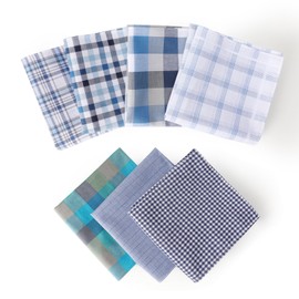 HOULIFE Mens Handkerchiefs Soft Cotton Handkerchief Classic Plaid Gents Hankies Set Checkered Men Hanky Suit Pocket Square, Black