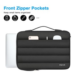 MOSISO Puffy 360 Funda para Laptop 13-13.3 Pulgadas para Mujer Hombre,Compatible con MacBook Air M2 M1,Compatible con MacBook Pro 13/14,Poliéster Horizontal Bolsa Abierto Lateral con Cinturón, Negro