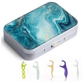 Gerkia Dental Floss Portable Case, Easy to Store Floss Picks of Various Sizes, Portable Dental Floss Dispenser is Perfect for Travelling, Hotels, Dinners, Appointments.Blue Ocean
