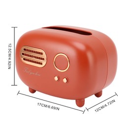 Retro Radio Tissue Box Cover, Vintage Radio Tissue Holder Dispenser Napkin Case Table Decor for Bathroom, Living Room, Bedroom, Home Decoration(Red)